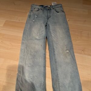 Levi's Light Blue Distressed Wide-Leg Jeans